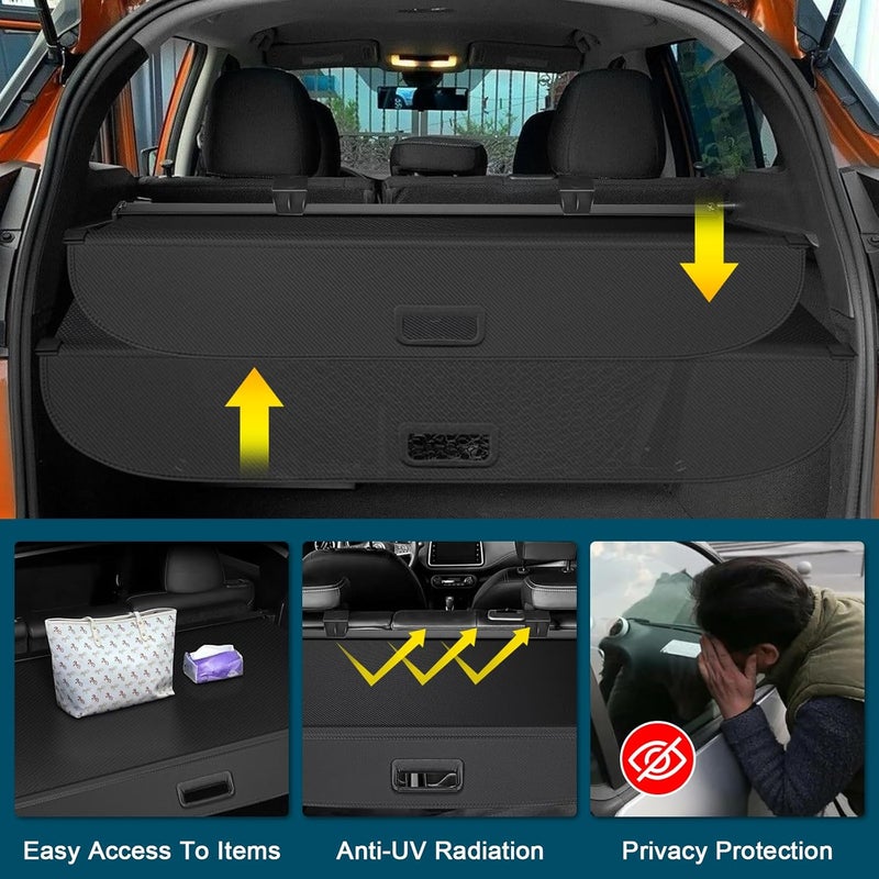 bumxca Retractable Cargo Cover Compatible with 2023-2026 Honda HR-V Rear Trunk Security Cover, Car Storage Privacy Screen Shade Cover for 2023-2026 Honda HRV, Carbon Fiber (Not Fits for HRV 2025 Sport & LX) - Image 4